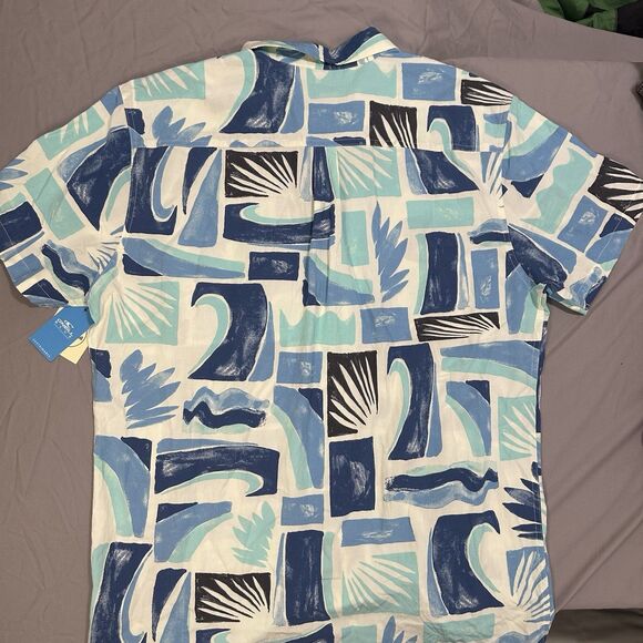 NWT O’Neill Shirt Button Up Men’s 2XL Blue Short Sleeve Eco Floral Hawaiian - Picture 11 of 11